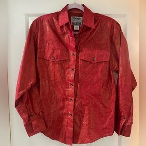 Vintage Wrangler Red & Gold Long-sleeve Shirt 90s sz Medium